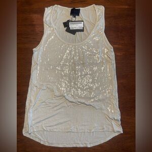 Sequin Embellished Silver Tank Top